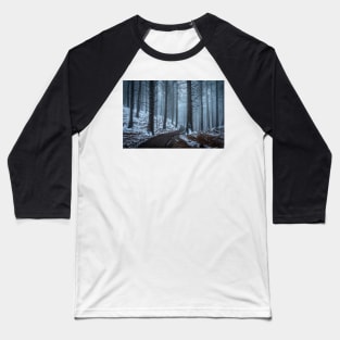Winter Woods with Snow and Mist Baseball T-Shirt